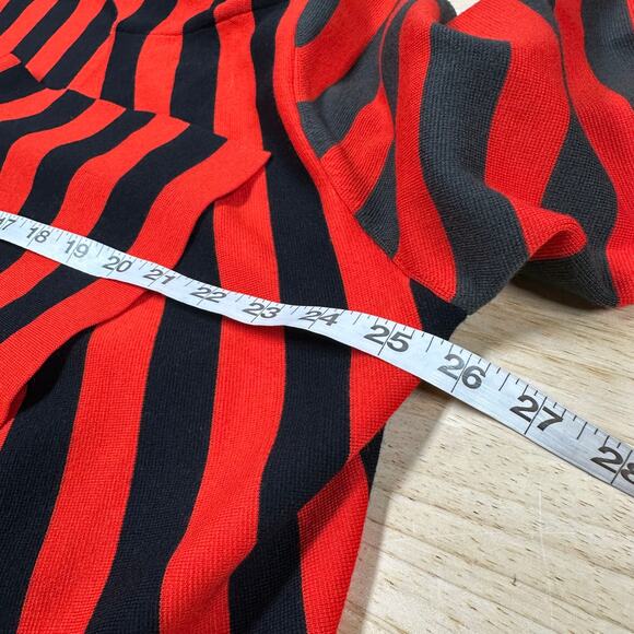 Akris Punto Red Grey Black Striped Wool Blend Cardigan Women's Size 16 NWT - Picture 6 of 7